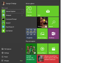 Windows 10 start menu